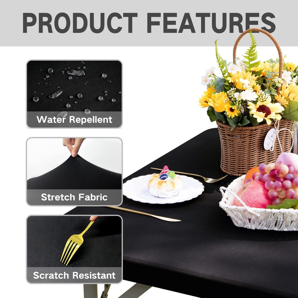 Nacuci Square Fitted Table Cover Elastic Tablecloth 3ft Stretch Spandex Table