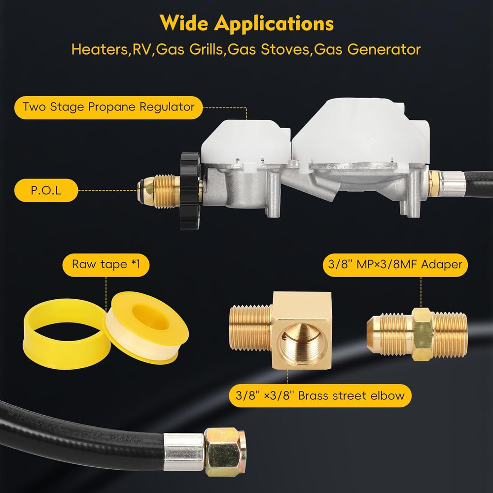 12 FT F273684 Propane Hose with Regulator Compatible with Mr Heater F273684 Budd