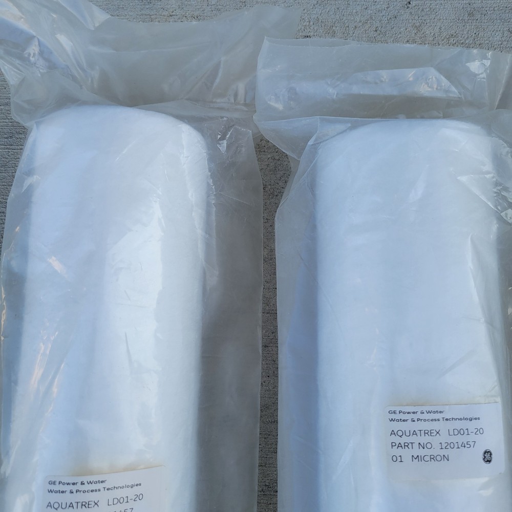 (2) GE Aquatrex Filter LD01-20 Cartridge 01 Micron 20” Polypropylene 4.5" Dia.