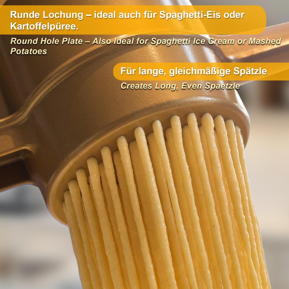 Goldspatz Spaetzle Maker & Potato Press for Round Silver