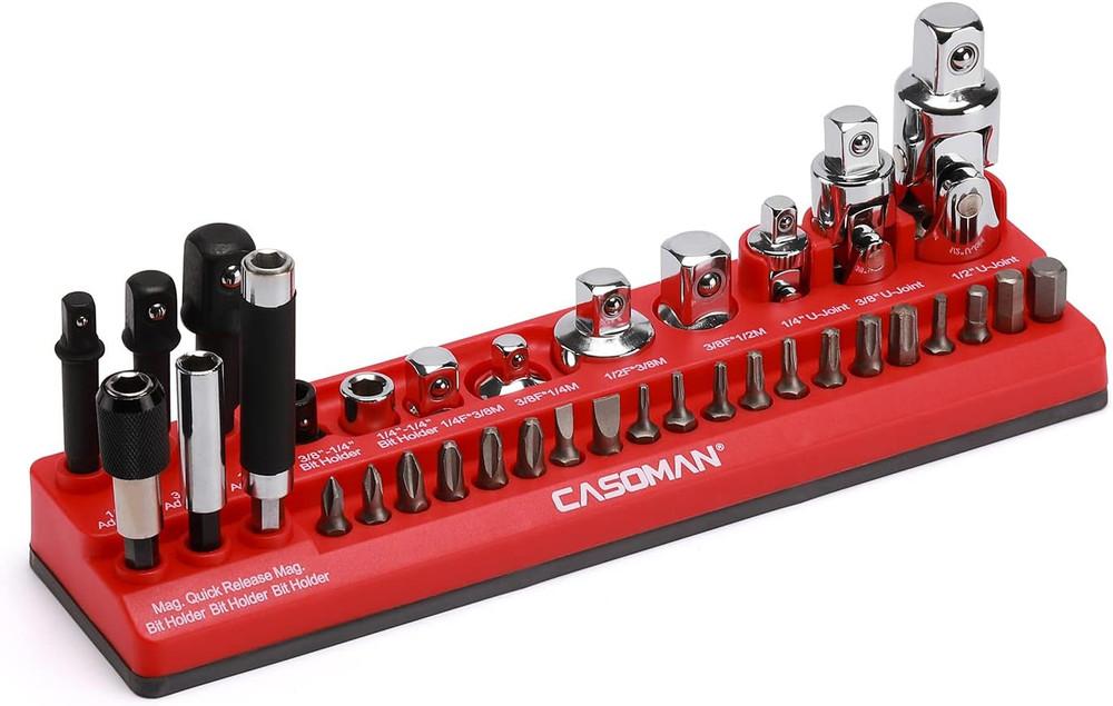 CASOMAN 35-Piece Magnetic Socket & Tool Organizer Tray for Bits Accessories