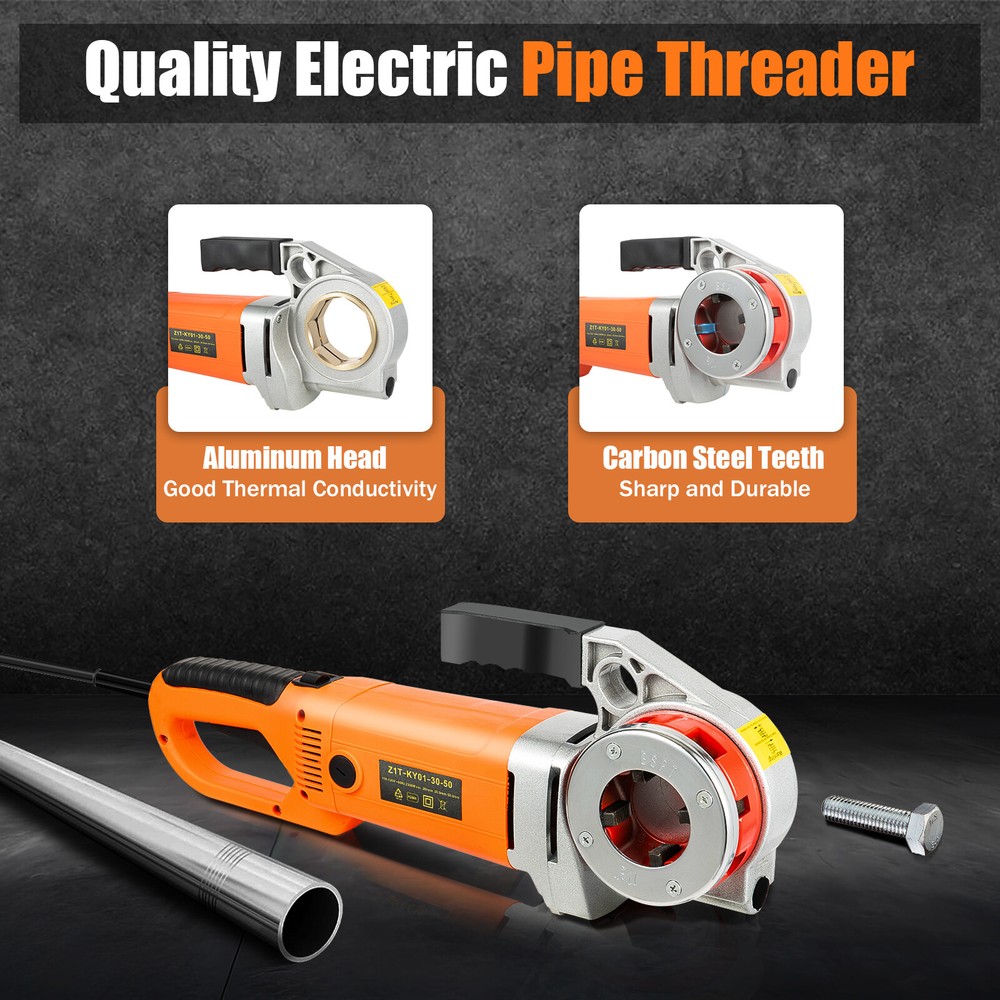 Handheld Electric Pipe Threader Threading Machine W/6 Pipe Cutter 1/2" - 2"