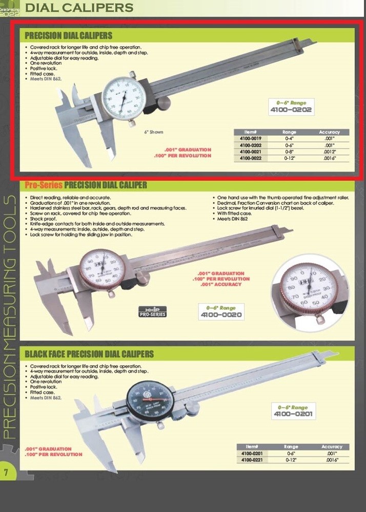 6" STANDARD RACK DIAL CALIPER (4100-0202)