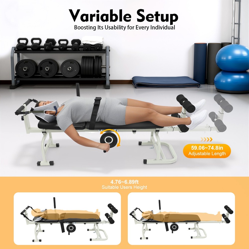Multi-function Cervical Traction Device Back/Neck Stretcher Lumbar Stretch Bench