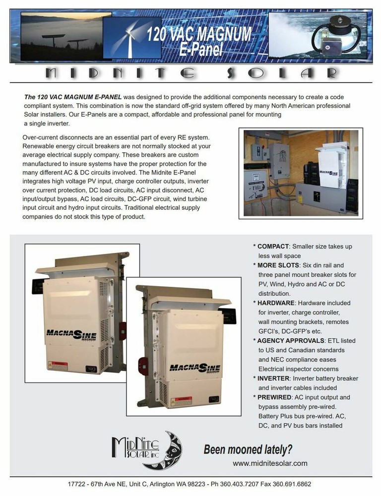 MidNite Solar MNE175STM E-Panel Magnum 175A Breaker
