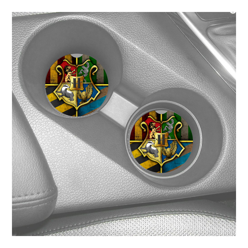 HOGWARTS CREST DESIGN RUBBER CAR COASTERS SET (2)