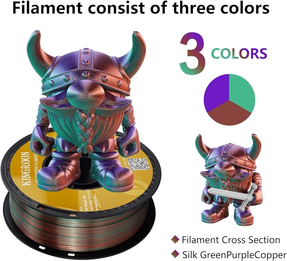 KingRoon Tri - Color 3D Filament 10 Rolls Per Case