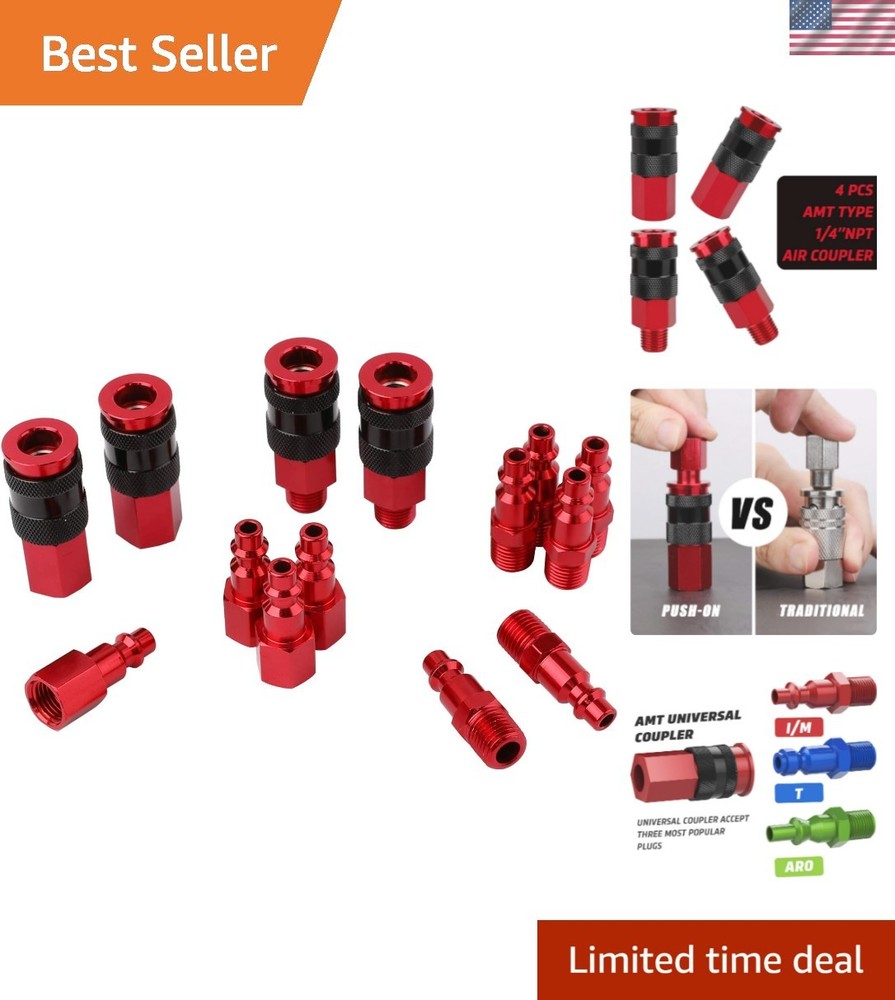 Versatile 1/4'' Air Compressor 14-Piece Accessories Kit - Quick Coupling System