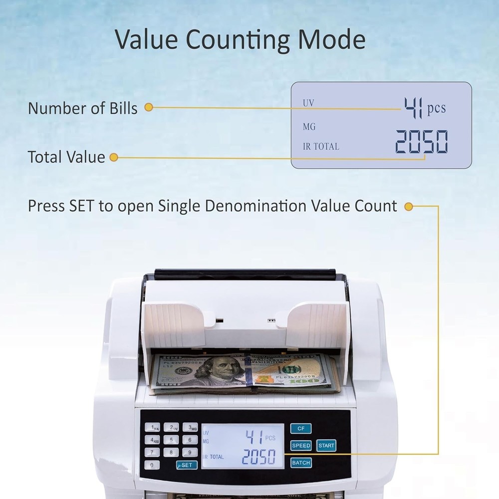 Bill Counter Money Counte Machine Batch Mode Banknote Counter LCD Display UV/...