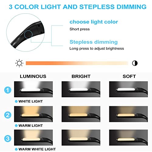 LED Neck Reading Light,Book Lights for Reading in Bed,Adjustable 1PCS Black