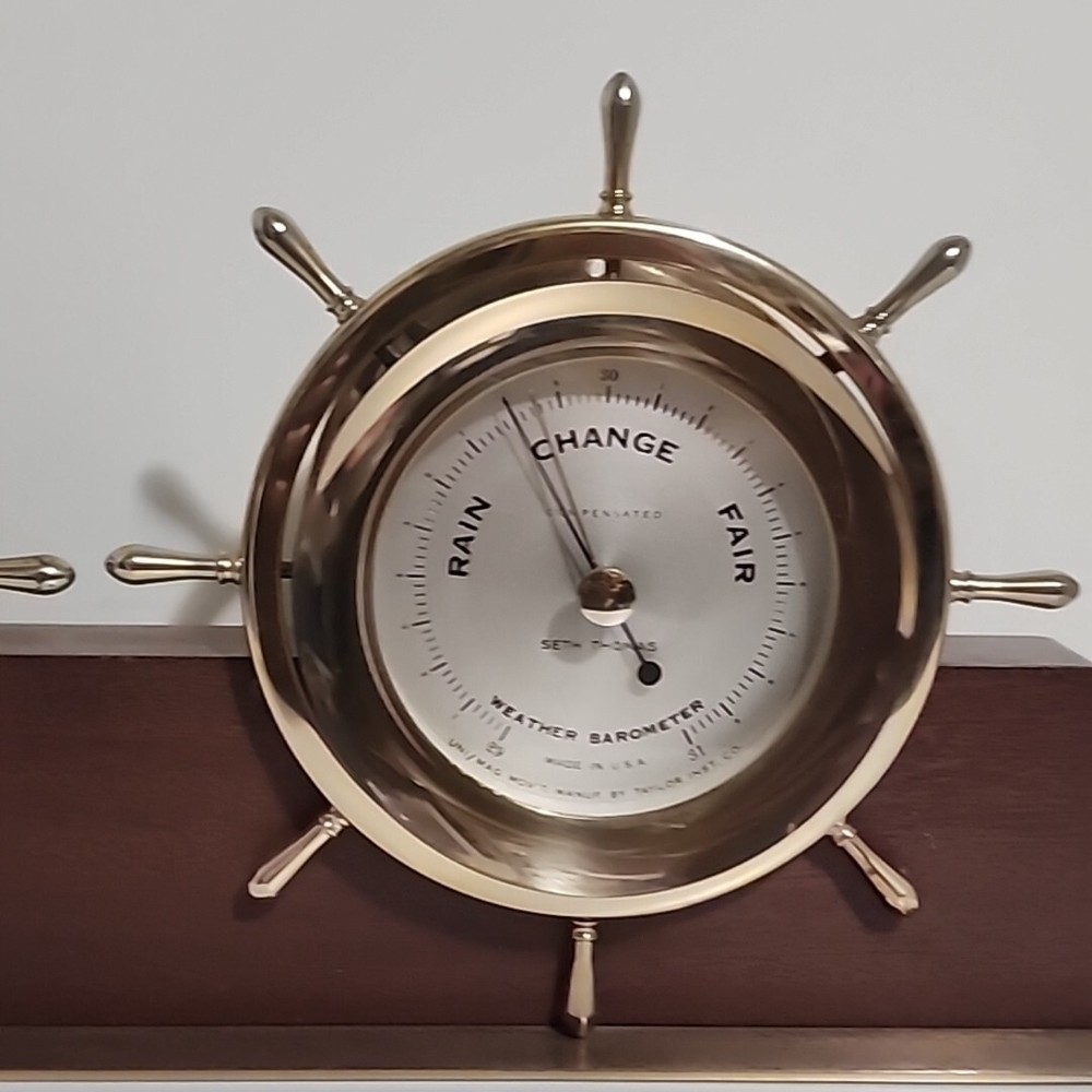 Seth Thomas Ships Bell Brass Helmsman Clock & Barometer E537-011