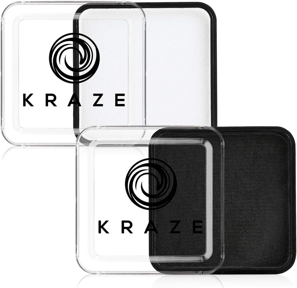 Black and White Face Paint Set - Water Activated Professional Makeup, Combo Pack