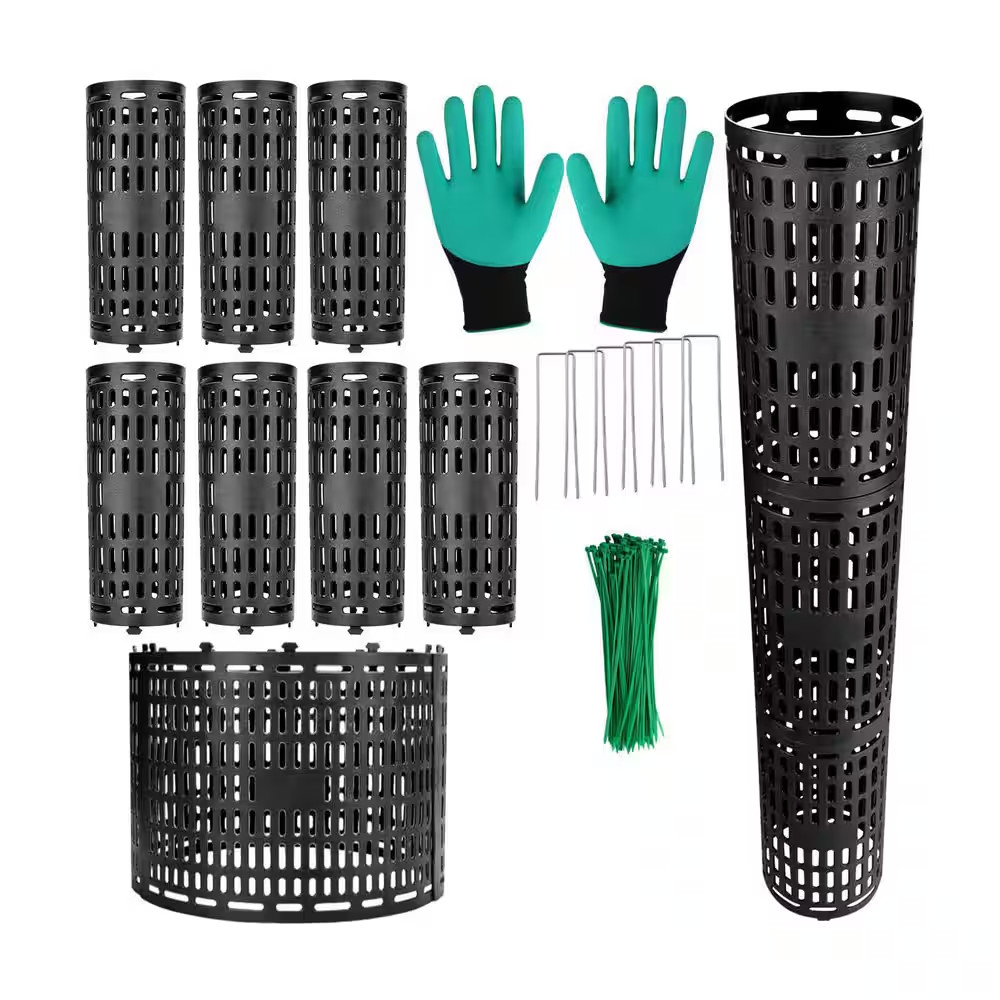 15 In. Black Plastic Tree Guard Tree Protector Expandable Ventilated Plant Suppo