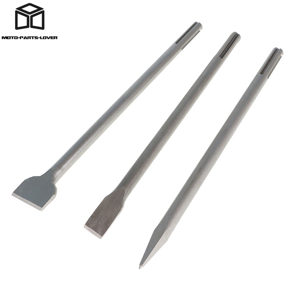 3 Pack SDS Max Bits Set Durable 16" Long-Point Chisel Scaling Chisel Flat Chisel