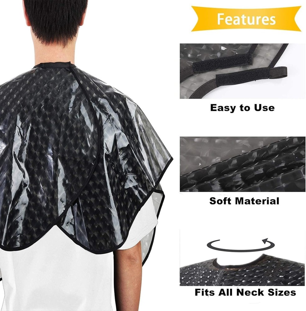 Adjustable Waterproof Hair Coloring Cape - Lightweight Black Styling Tool