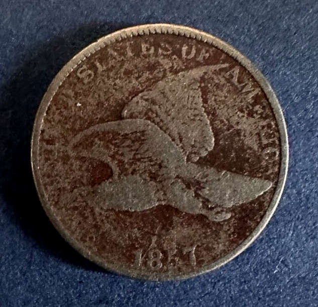 1857 US Flying Eagle Cent 1c Coin --