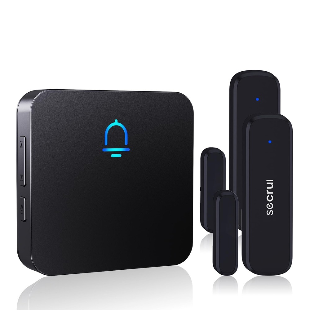SECRUI Door Chime, Wireless Chimes When 2 sensor 1 receiver, Black