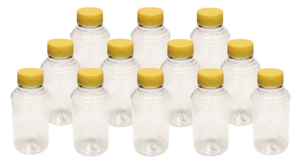 Home Brew Ohio 16oz PET SKEP-Style Honey Bottle with Yellow Flip Cap (Set of 12)