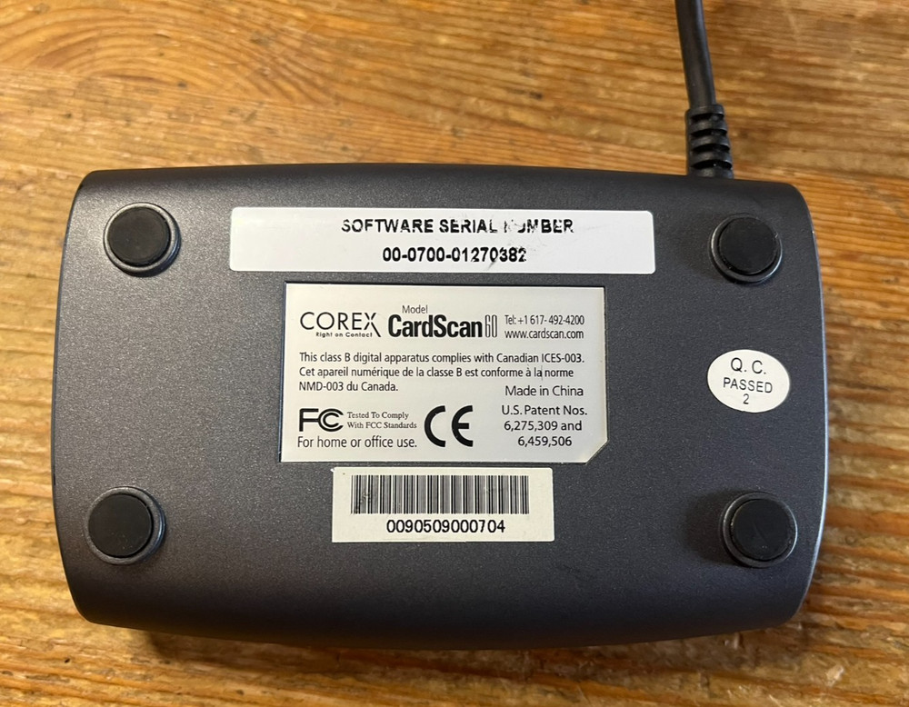 Corex CardScan 60 USB Wired Business Card Scanner Untested