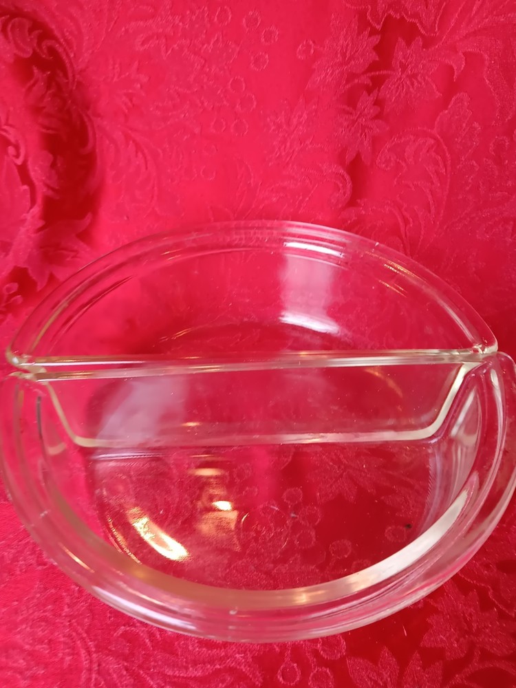 2 Half Circle Clear Glass Baking Dishes Marked MB