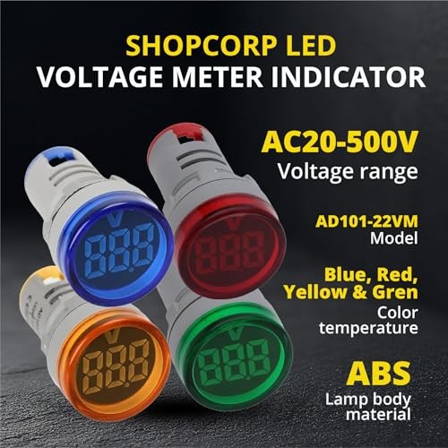 Led Voltage Indicator 22 mm – Digital Voltmeter AC20-500V with led 4 Assorted