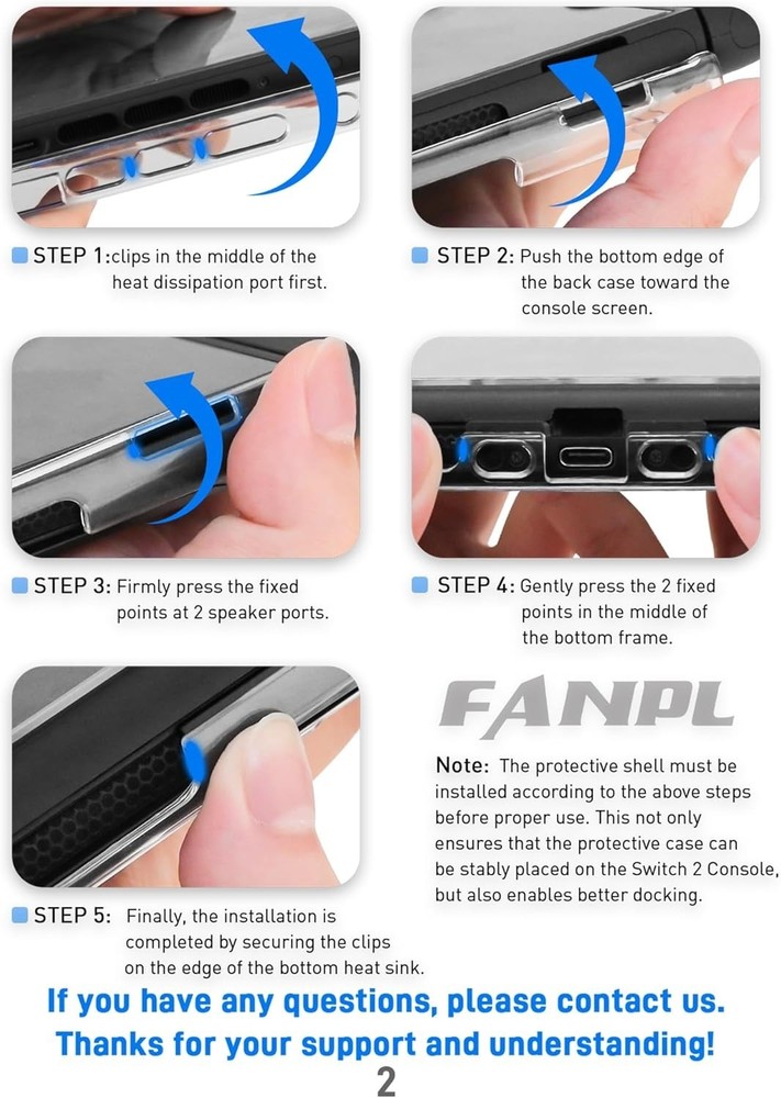 Clear Protector Case Compatible w/ Switch 2 MODEL HGS-17123 Soft Silicone