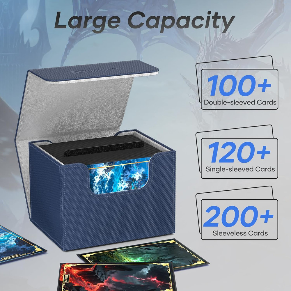 Card Deck Box, Commander Deck Box Holds 100+ Double-Sleeved Cards with Divider,