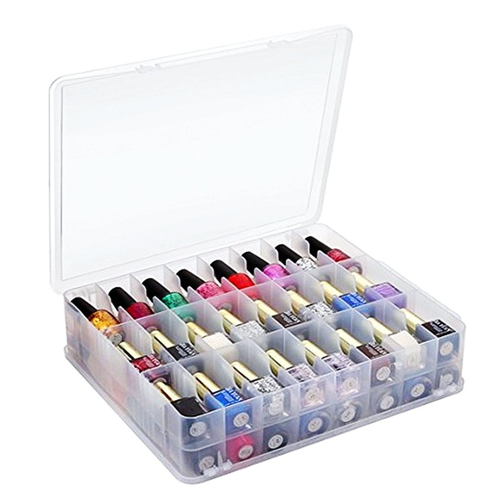 Portable Double Side Nail Polish Organizer Case Space Saver for 48 Bottles