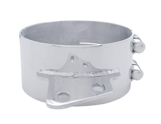 6" Stainless Butt Joint Exhaust Clamp - Angled Bracket