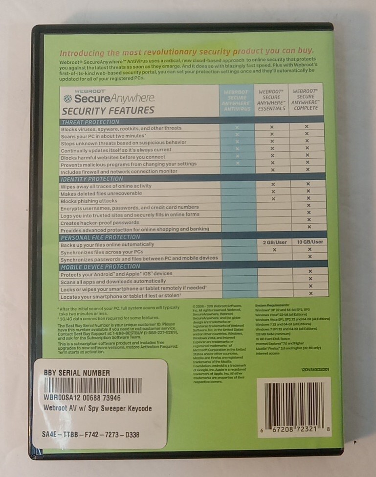 Webroot Secure Anywhere Antivirus (2006 - 2011) Webroot Software