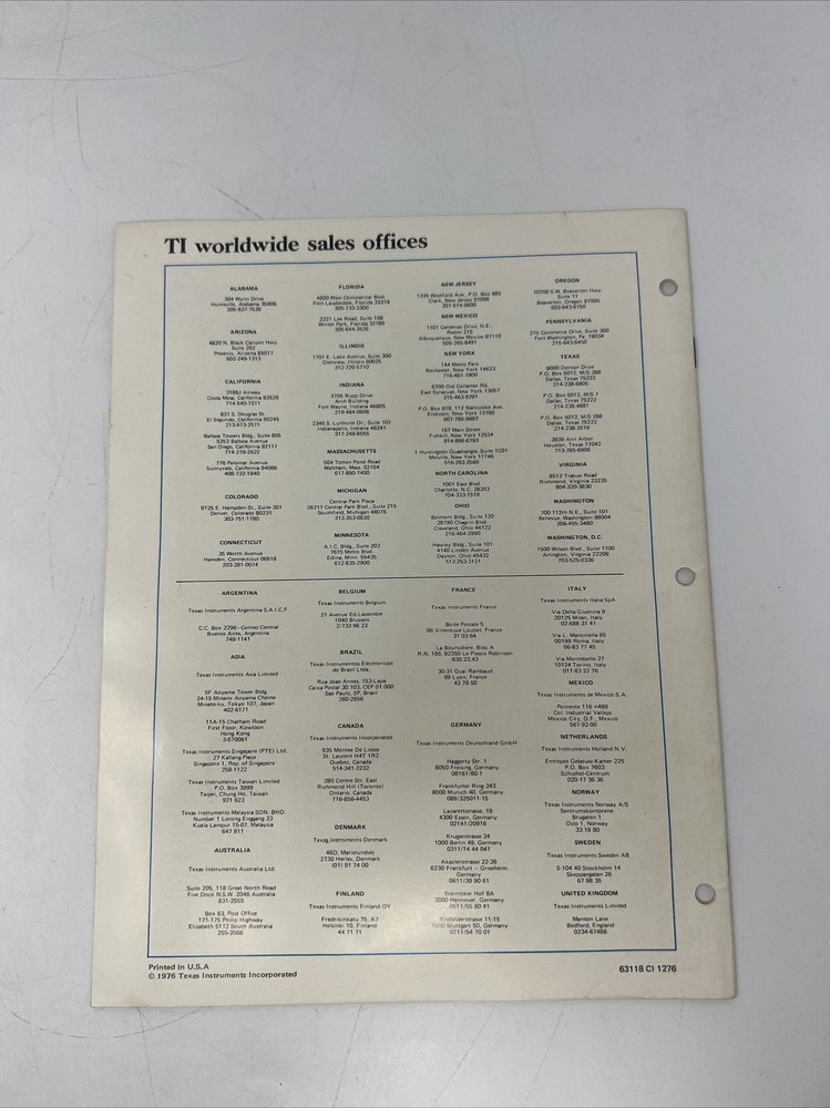 1976 Linear Circuits Cross Reference Guide From Texas Instruments TI Catalog