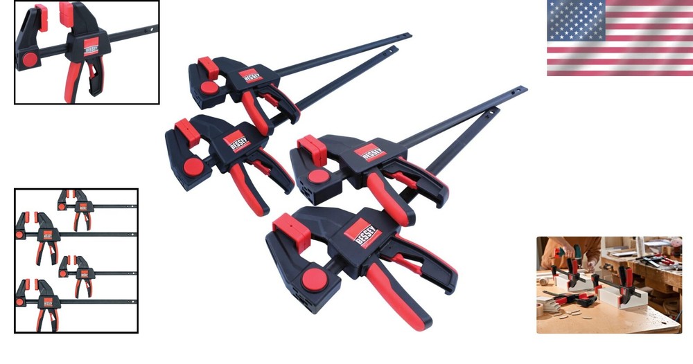 Bessy Trigger clamps 4-Pack: Dual Size, High Strength & Quick Release Design