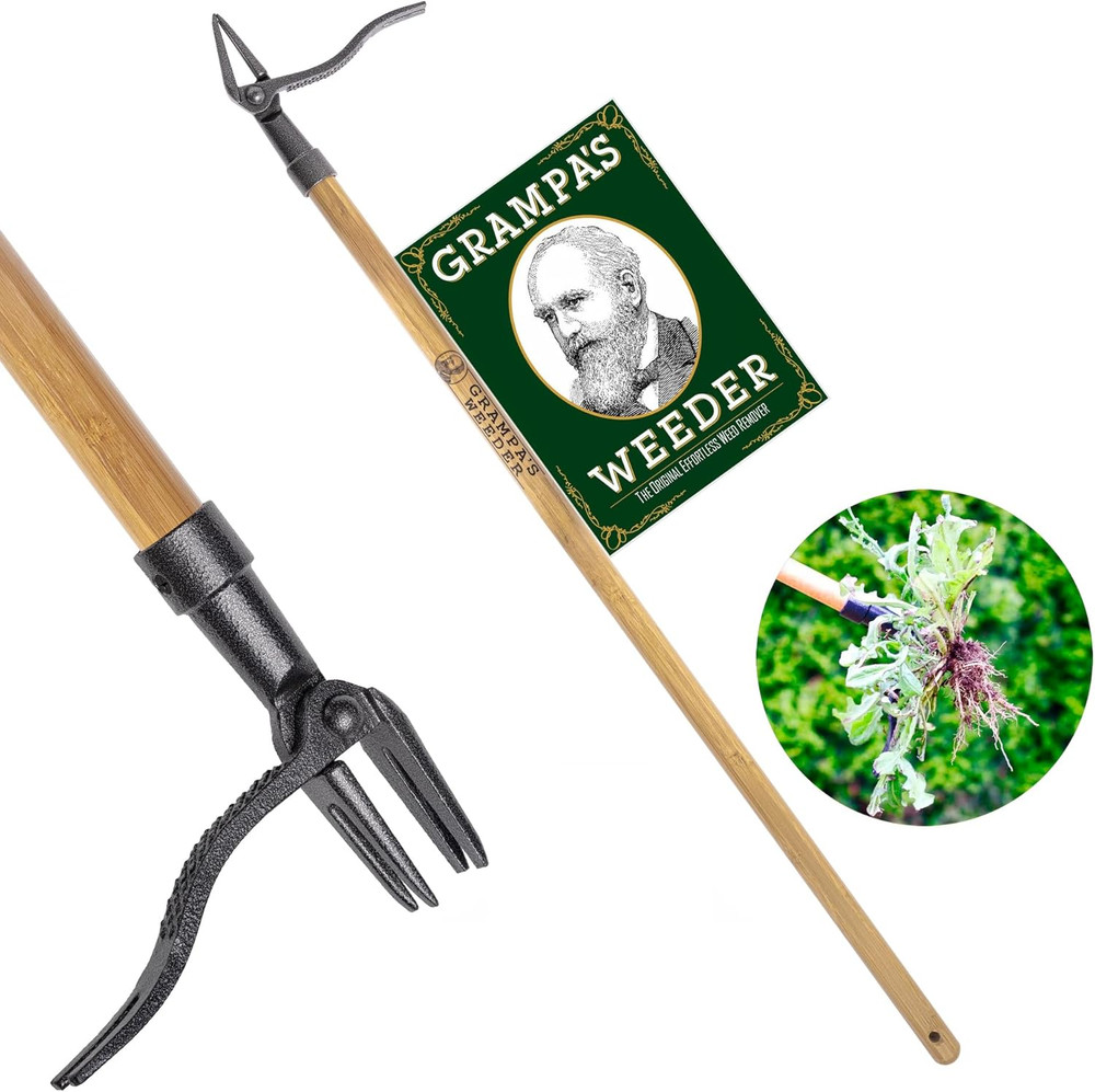 - the Original Stand up Weed Puller Tool with Long Handle - Made with Real Bambo