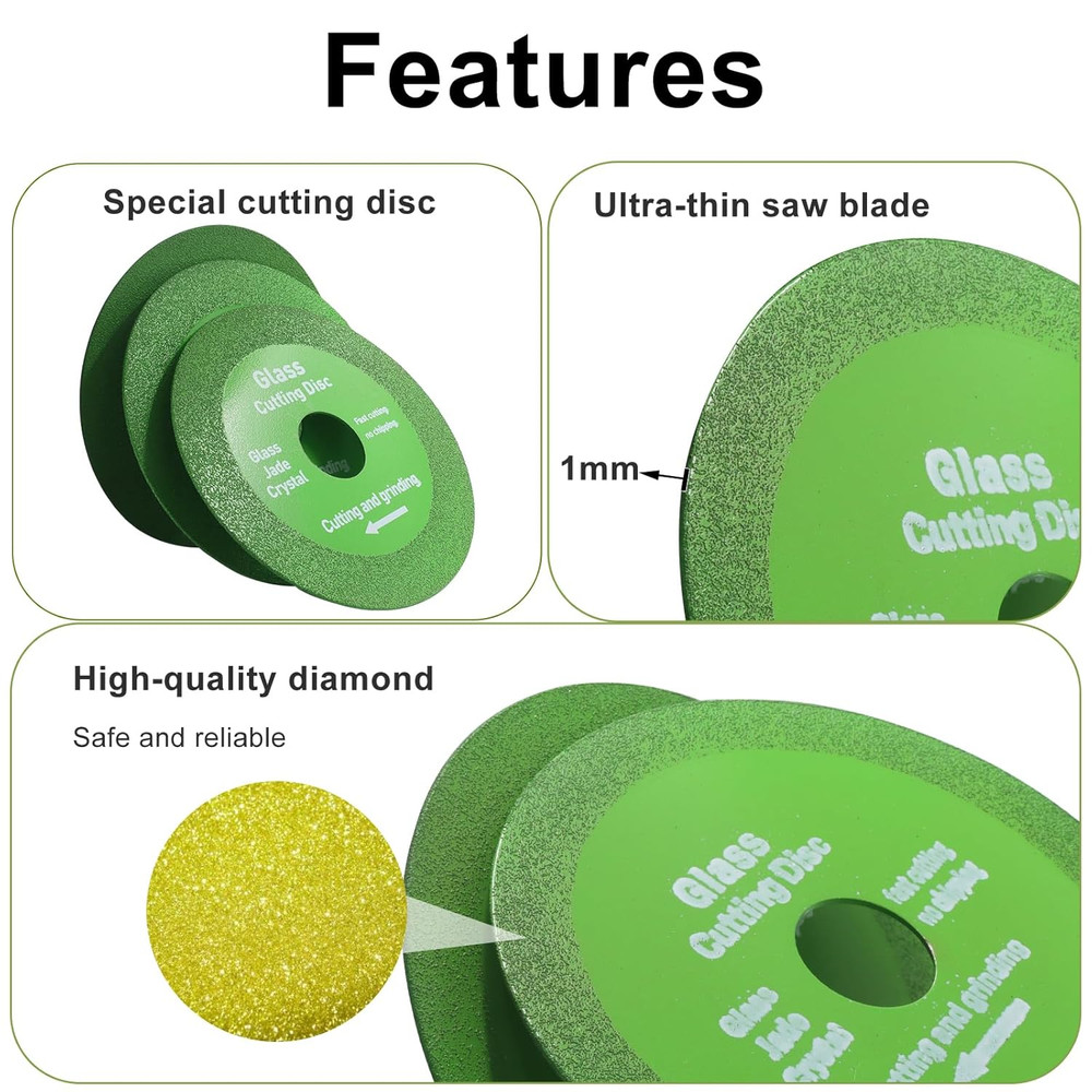 3 Pack Diamond Glass Cutting Disc for Angle Grinder–4.5 Inch Ultra-Thin Blade...