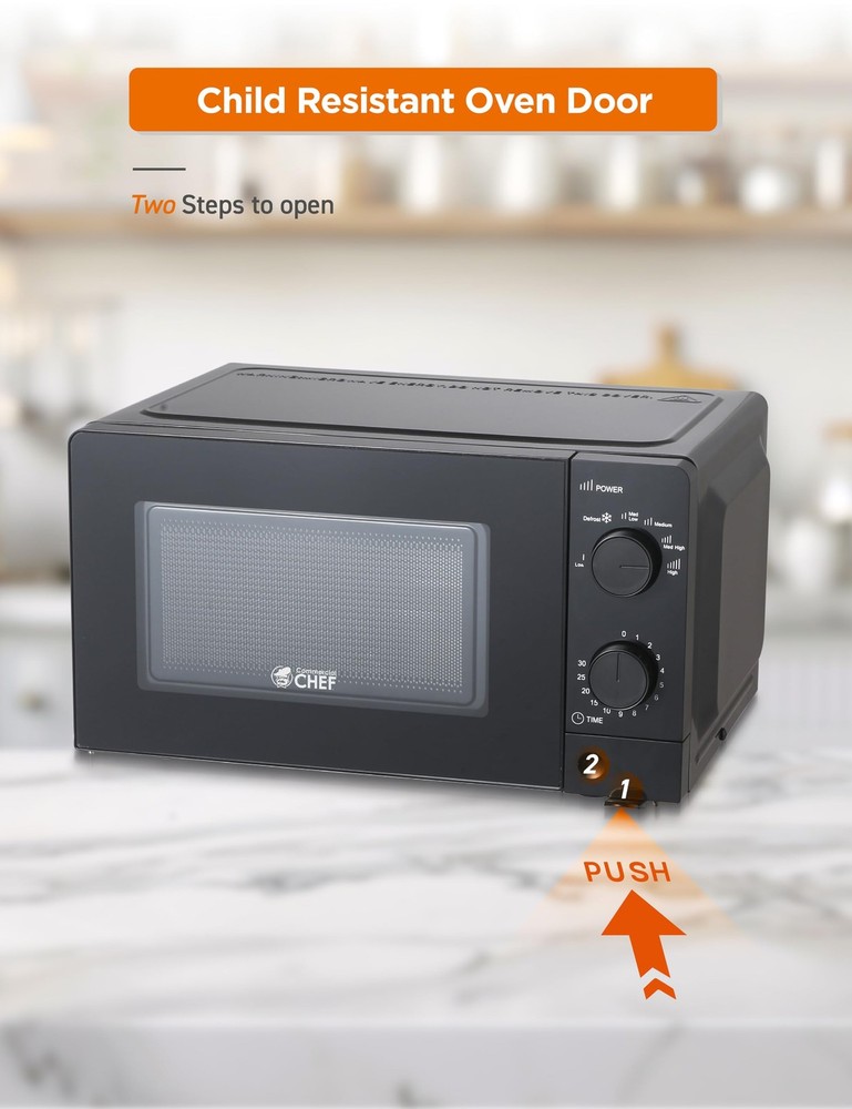 0.6 Cu. Ft. Countertop Microwave Oven, Mechanical Dial Controls, 700W, Pull H...