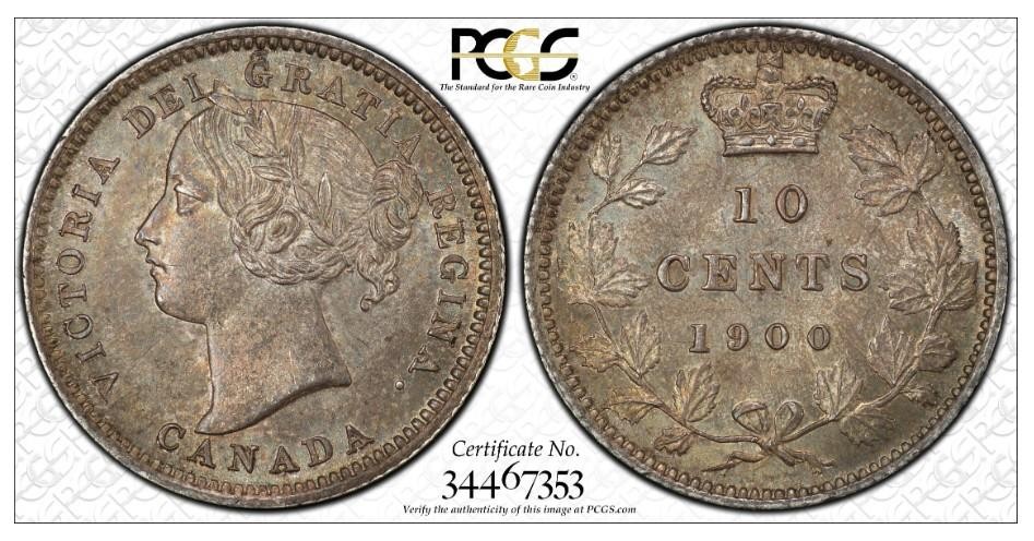 1900 Canada 10 Cent MS66 PCGS | Silver | Victorian Dime