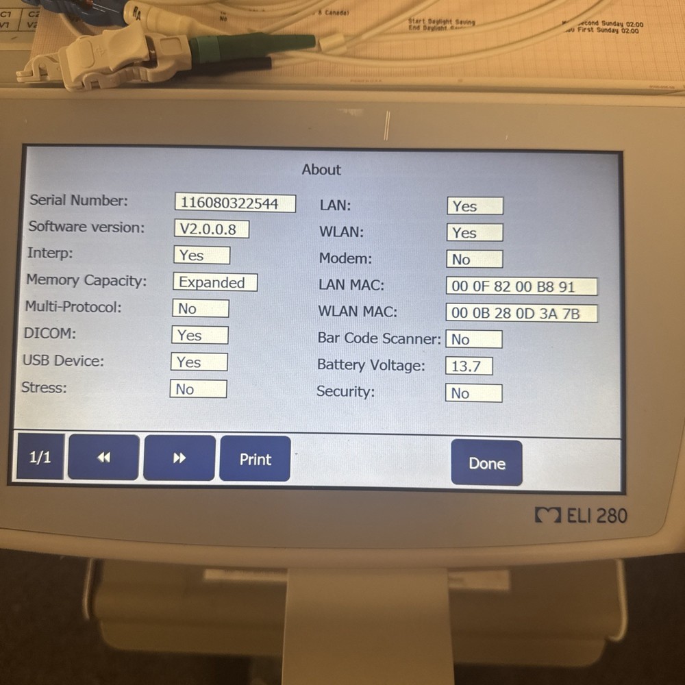 MORTARA Instument ELi 280 Electrocardiograph EKG Machine w/ Leads Nice Condition