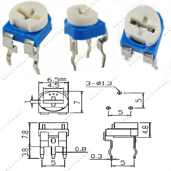10 x Blue White 100 Ohm 101 Trimpot Trimmer Potentiometer Variable Resistor