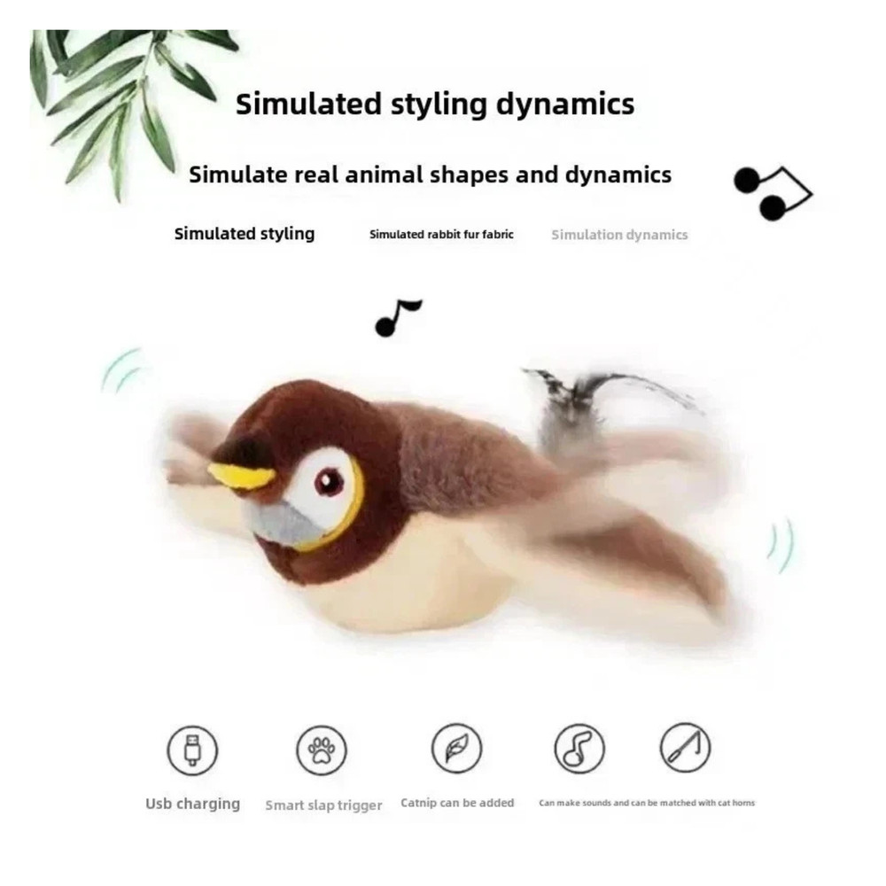 USB Interactive Flying Bird Cat Toy Electronic Sparrow Simulation Flapping Wings