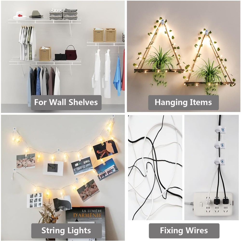 Wall Clips for Wire Shelves - 30 Sets, Plastic, White