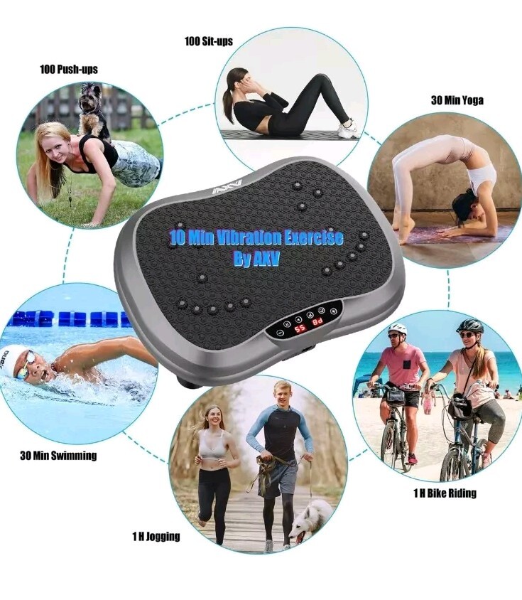 AXV MINI COMPACT TRAVEL Remote Vibration Plate Exercise PLATFORM Machine Black