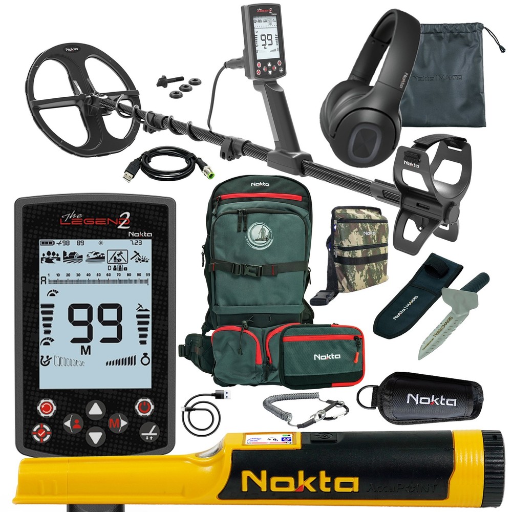 Nokta Legend 2 Metal Detector + Accupoint Pinpointer, Backpack, Digger, Pouch