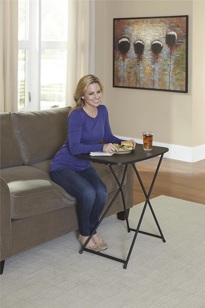 26" Adjustable Height Personal Folding Table, Black