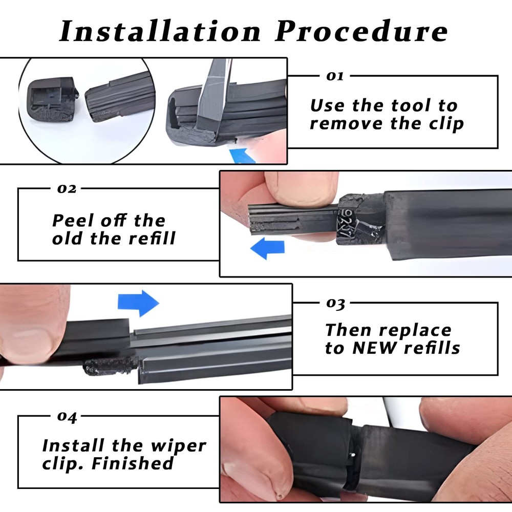 4PCS Windshield Wiper Blade Refills Adjustable Universal Silicone Strips 25Inch