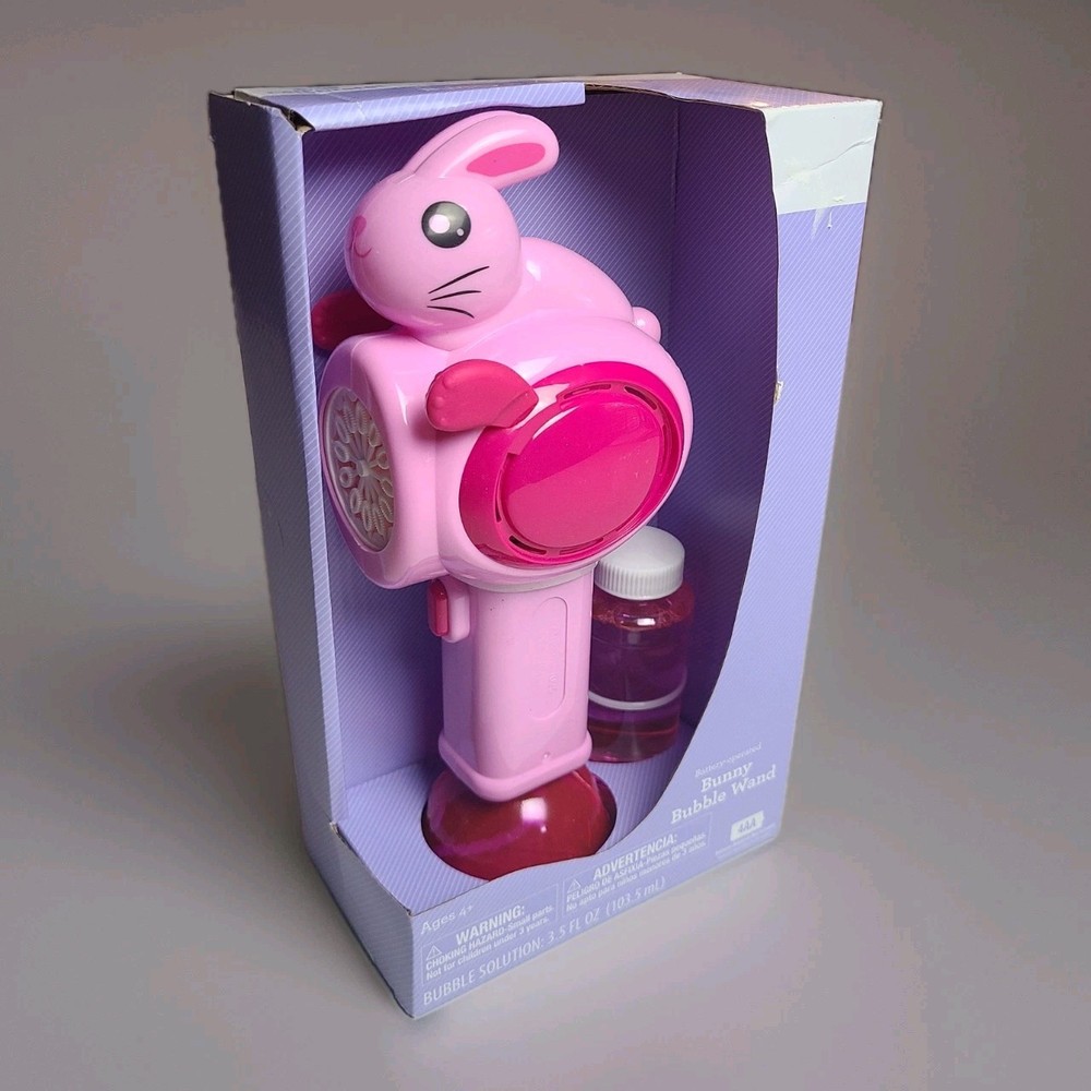 Pink Bunny Bubble Wand Battery Operated Easter New