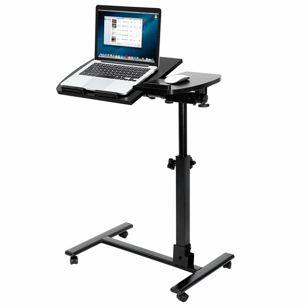 Angle Rolling Laptop Desk Table W/ Casters Notebook Stand Height Adjustable