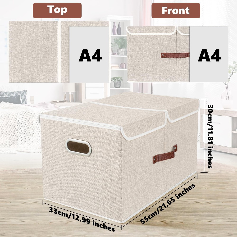 Extra Large Collapsible Storage Bins with Lids and Compartments, Washable, Fa...
