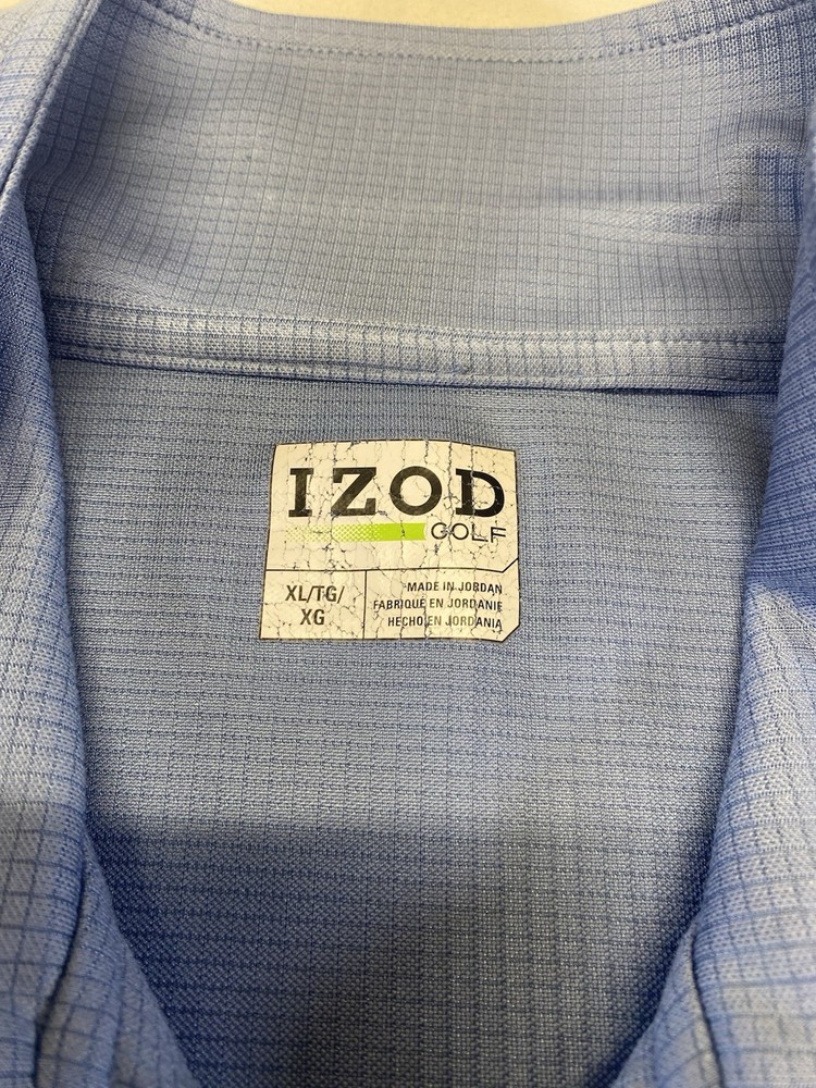 IZOD Golf Men's XL Blue Grid Texture 1/4 Zip Pullover Jacket
