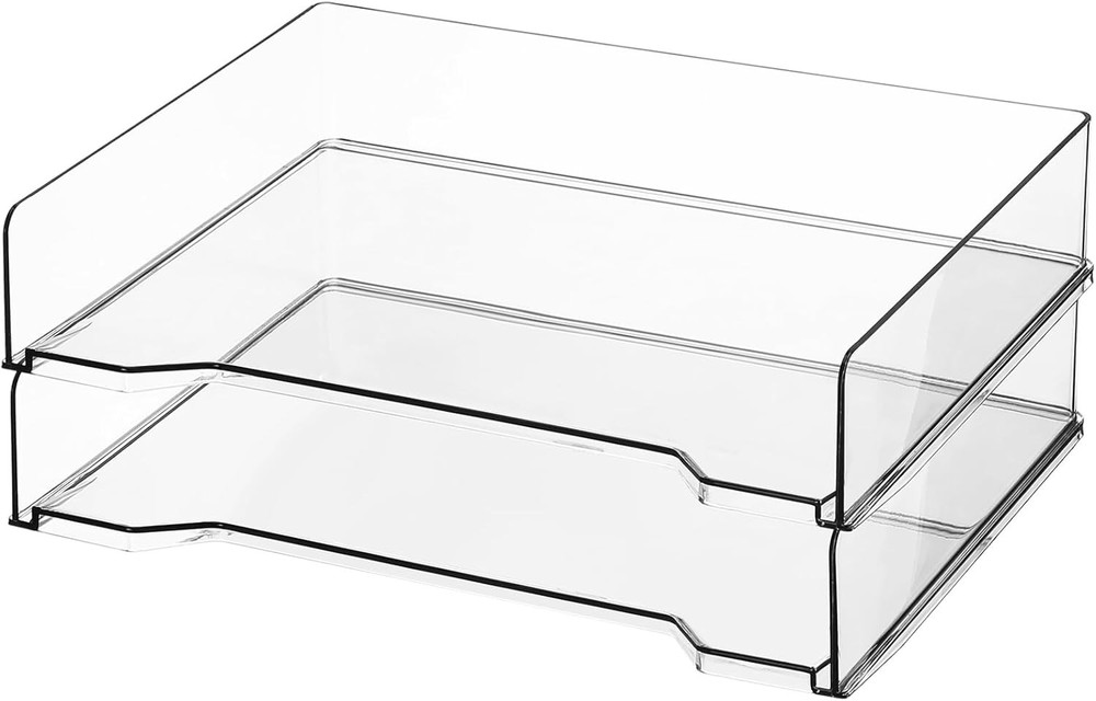 12 Pcs Stackable Letter Tray Rectangular Plastic Desk Organizer 13 x 9.5 x 2.6