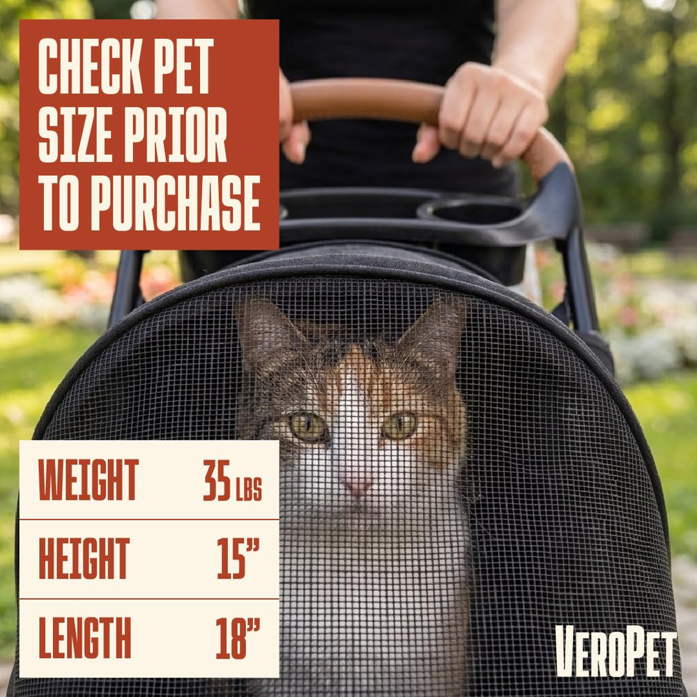 Pet Stroller for Small Dogs & Cats, Foldable Pet Stroller with Breathable Mesh,